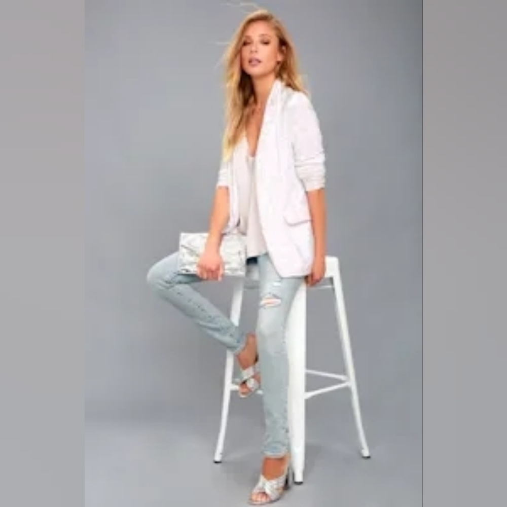 Lulus White Velvet Blazer